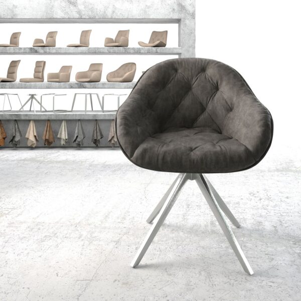 Otočná židle Gaio-Flex Anthracite Vintage Křížový rám lemovaný nerezovou ocelí