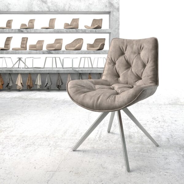 Otočná židle Taimi-Flex Taupe Vintage Křížový rám lemovaný nerezovou ocelí