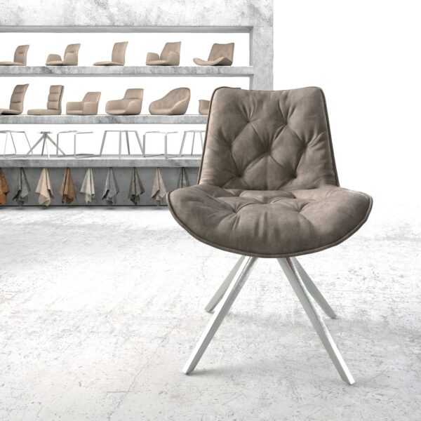 Otočná židle Taimi-Flex Taupe Vintage Křížový rám lemovaný nerezovou ocelí