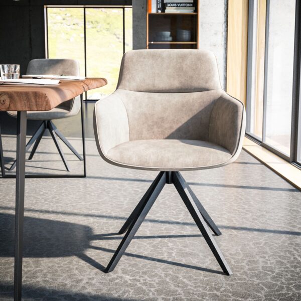 Otočná židle Pejo-Flex Taupe Vintage Cross Rám Edged Černá