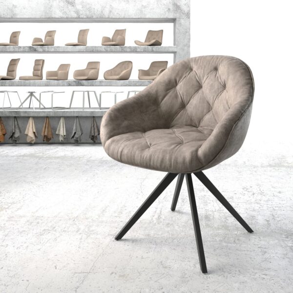 Otočná židle Gaio-Flex taupe vintage křížová podnož hranatá otočná černá