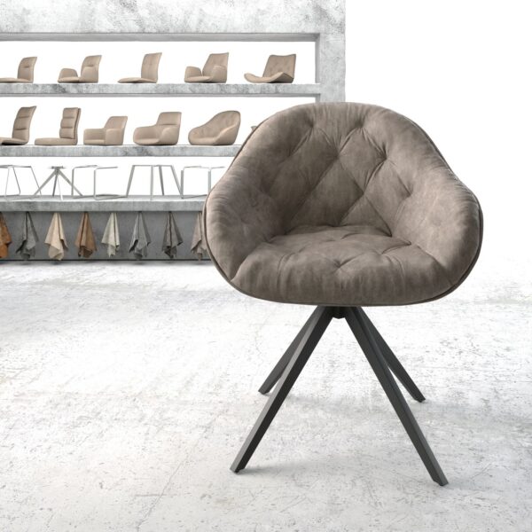 Otočná židle Gaio-Flex taupe vintage křížová podnož hranatá otočná černá