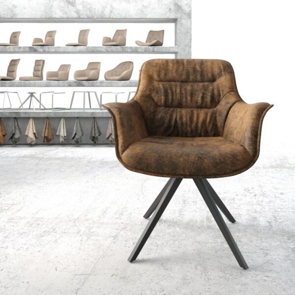 Otočná židle Kaira-Flex Hnědá Vintage Cross Rám Edged Černá