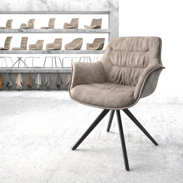 Otočná židle Kaira-Flex Taupe Vintage Cross Rám Edged Černá