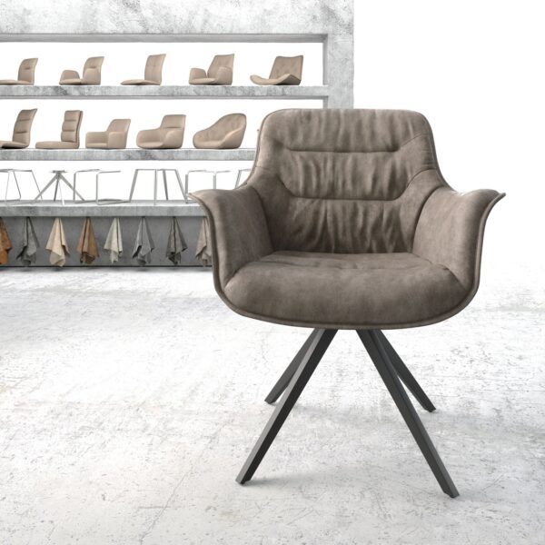 Otočná židle Kaira-Flex Taupe Vintage Cross Rám Edged Černá