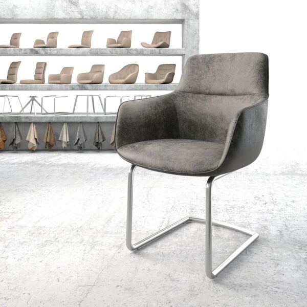 Jídelní židle Pejo-Flex Šedá Vintage Cantilever Round z nerezové oceli