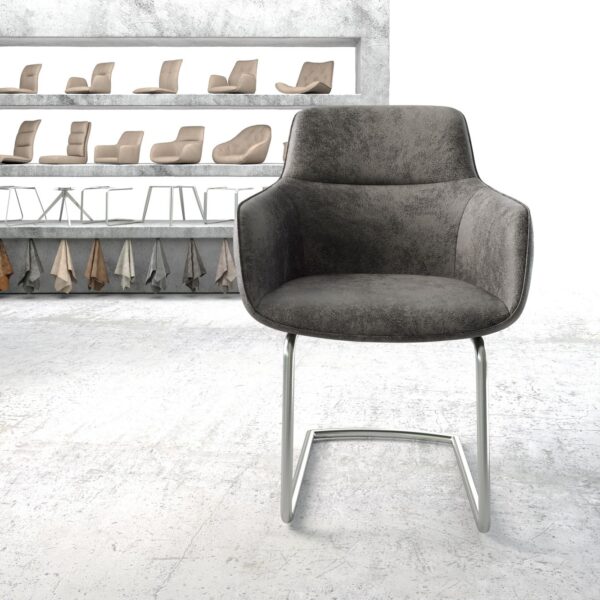 Jídelní židle Pejo-Flex Šedá Vintage Cantilever Round z nerezové oceli