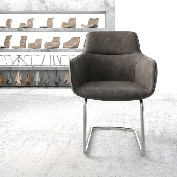 Jídelní židle Pejo-Flex Anthracite Vintage Cantilever Round Nerezová Ocel