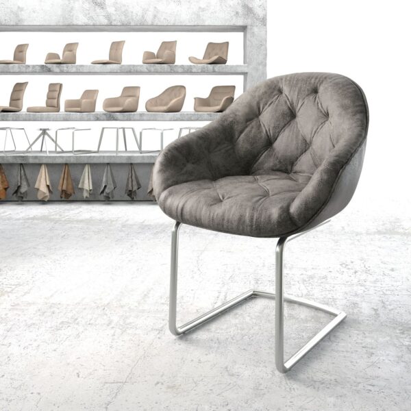 Křeslo Gaio-Flex Šedá Vintage Cantilever Round z nerezové oceli