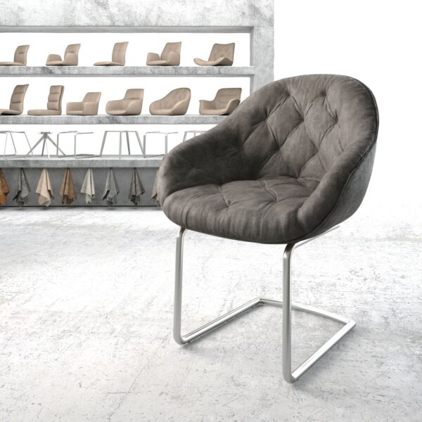 Křeslo Gaio-Flex Anthracite Vintage Cantilever Round z nerezové oceli