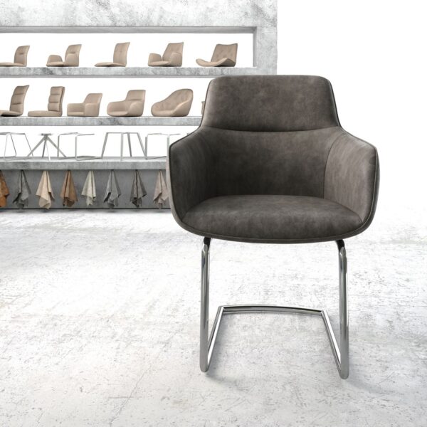 Jídelní židle Pejo-Flex Anthracite Vintage Cantilever Round chromovaná