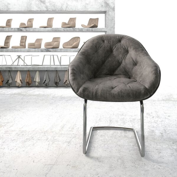 Křeslo Gaio-Flex Šedá Vintage Cantilever Round Chromované