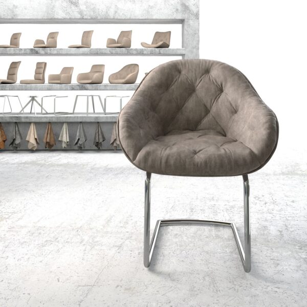 Křeslo Gaio-Flex Taupe Vintage Cantilever Round Chromované