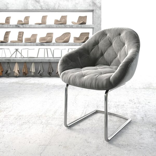 Křeslo Gaio-Flex Šedá Samet Cantilever Round chromované