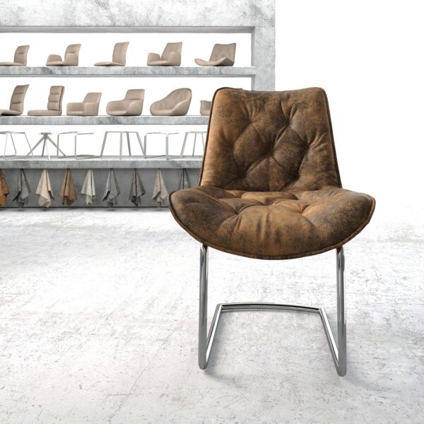 Jídelní židle Taimi-Flex Hnědá Vintage Cantilever Round chromovaná