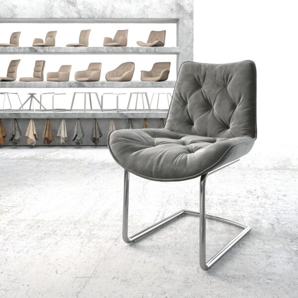 Jídelní židle Taimi-Flex Šedá Samet Cantilever Round chromovaná