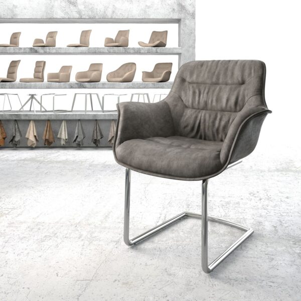 Křeslo Kaira-Flex Anthracite Vintage Cantilever Round chromované