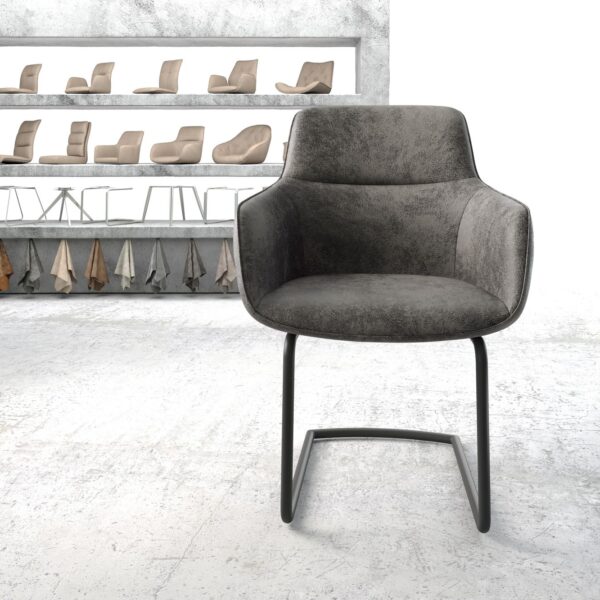 Jídelní židle Pejo-Flex Šedá Vintage Cantilever Round Černá