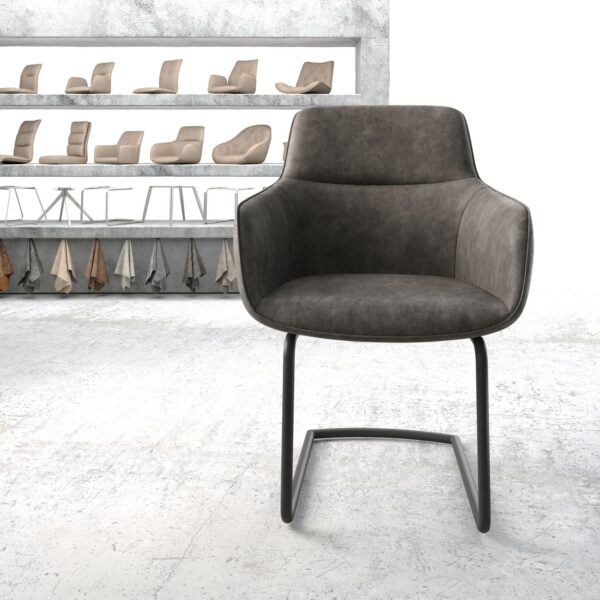 Jídelní židle Pejo-Flex Anthracite Vintage Cantilever Round Černá