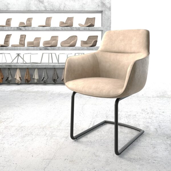 Jídelní židle Pejo-Flex béžová vintage konzolová podnož kulatá černá