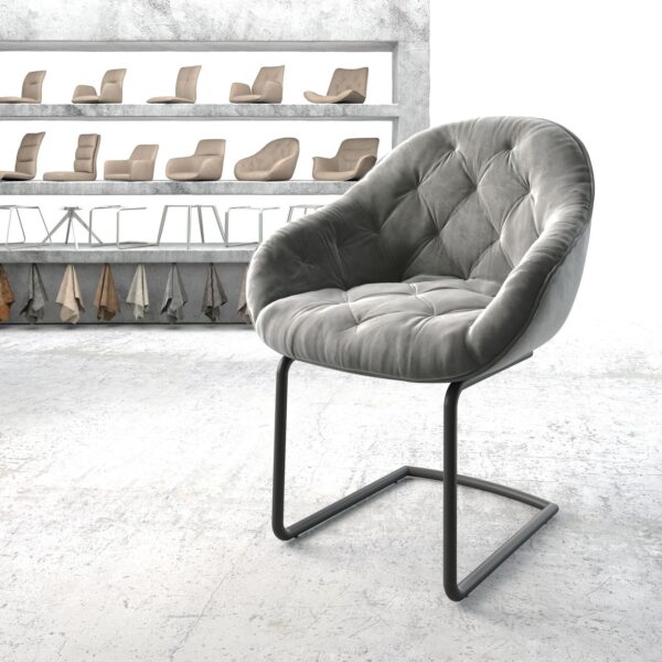 Křeslo Gaio-Flex Šedá Samet Cantilever Round Černá