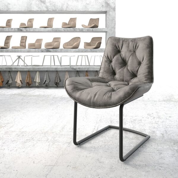 Jídelní židle Taimi-Flex šedá vintage konzolová podnož kulatá černá