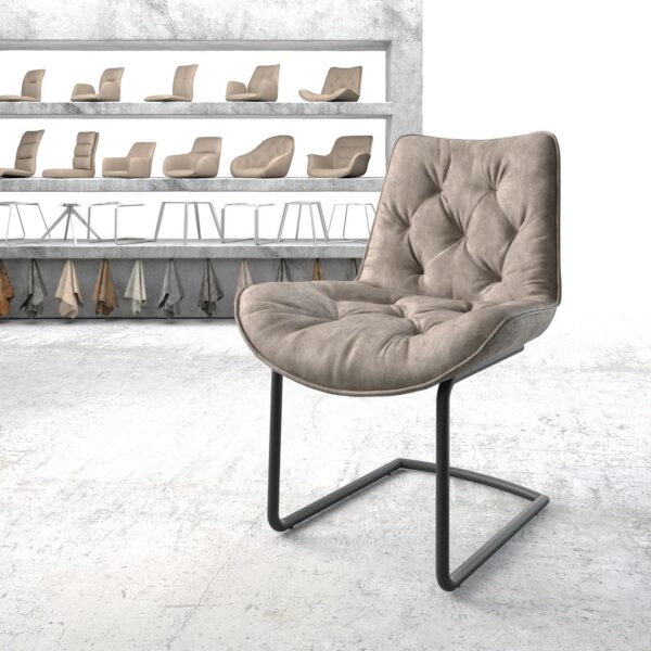 Jídelní židle Taimi-Flex Taupe Vintage Cantilever Round Černá