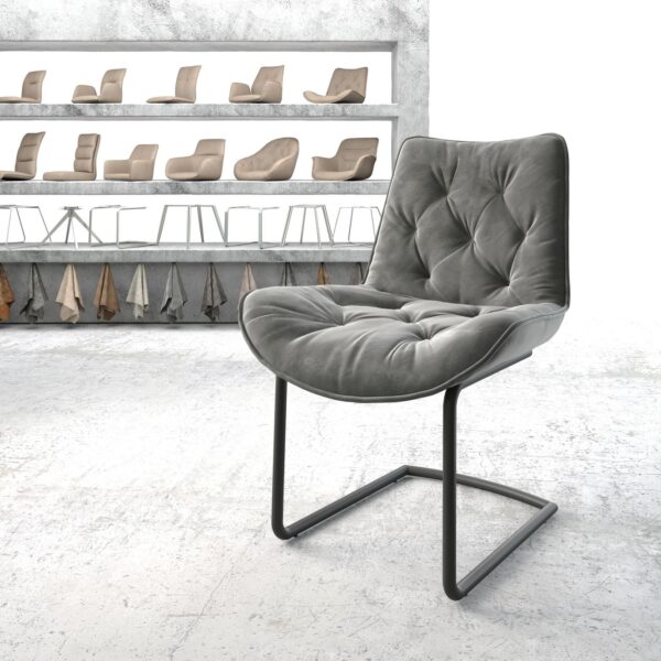 Jídelní židle Taimi-Flex Šedá Samet Cantilever Round Černá