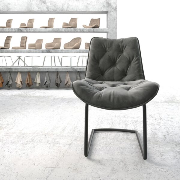 Jídelní židle Taimi-Flex Šedá Samet Cantilever Round Černá