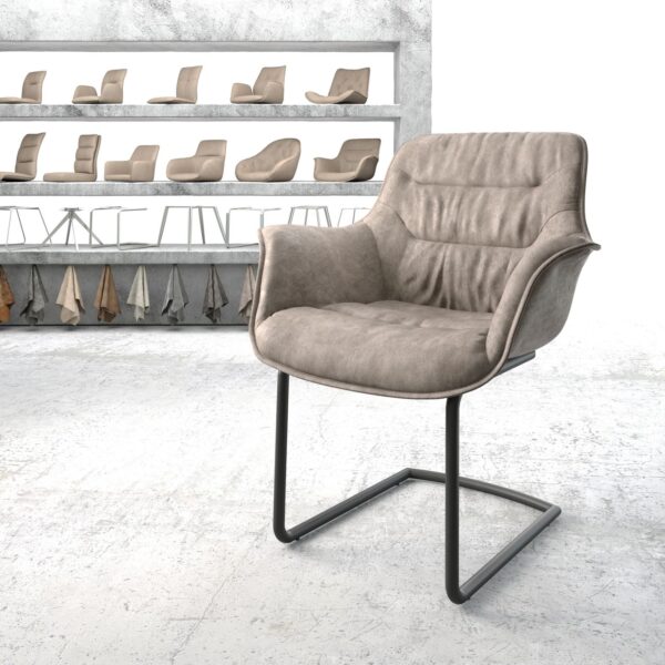 Křeslo Kaira-Flex Taupe Vintage Cantilever Round Černá