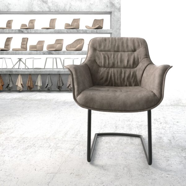 Křeslo Kaira-Flex Taupe Vintage Cantilever Round Černá