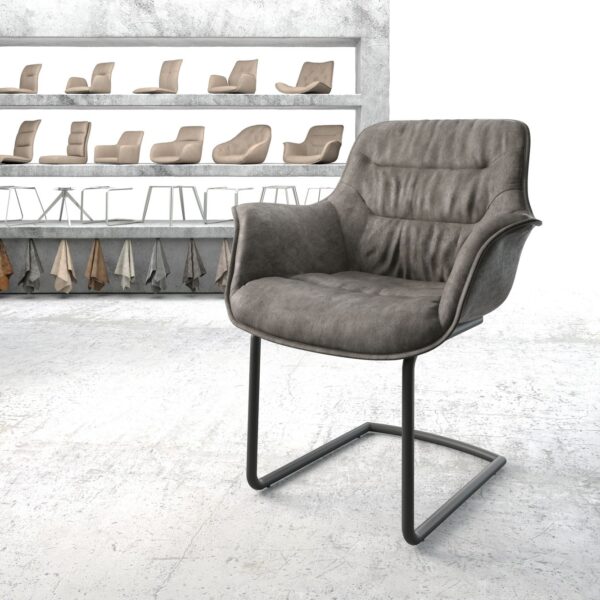 Křeslo Kaira-Flex Anthracite Vintage Cantilever Round Černá