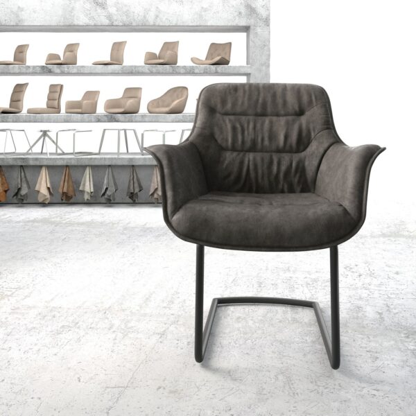 Křeslo Kaira-Flex Anthracite Vintage Cantilever Round Černá