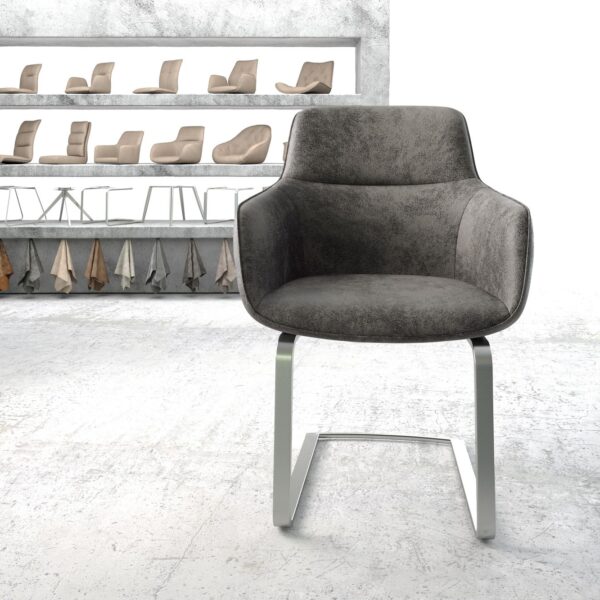 Jídelní židle Pejo-Flex Šedá Vintage Cantilever Flat Nerezová Ocel