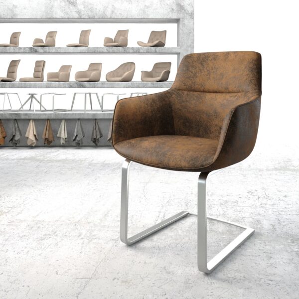 Jídelní židle Pejo-Flex Hnědá Vintage Cantilever Flat Nerezová Ocel