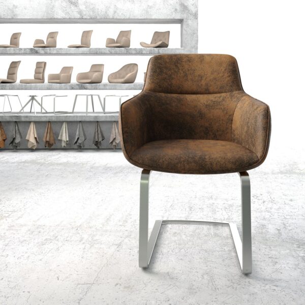 Jídelní židle Pejo-Flex Hnědá Vintage Cantilever Flat Nerezová Ocel
