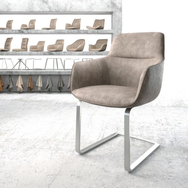 Jídelní židle Pejo-Flex Taupe Vintage Cantilever Flat Nerezová Ocel