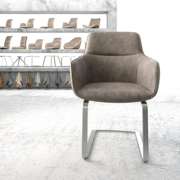 Jídelní židle Pejo-Flex Taupe Vintage Cantilever Flat Nerezová Ocel