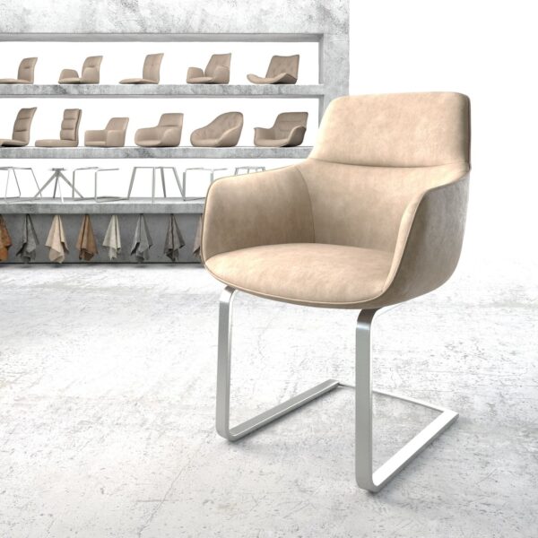 Jídelní židle Pejo-Flex Béžová Vintage Cantilever Flat Nerezová Ocel