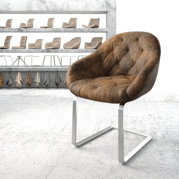 Křeslo Gaio-Flex Hnědá Vintage Cantilever Flat Nerezová Ocel