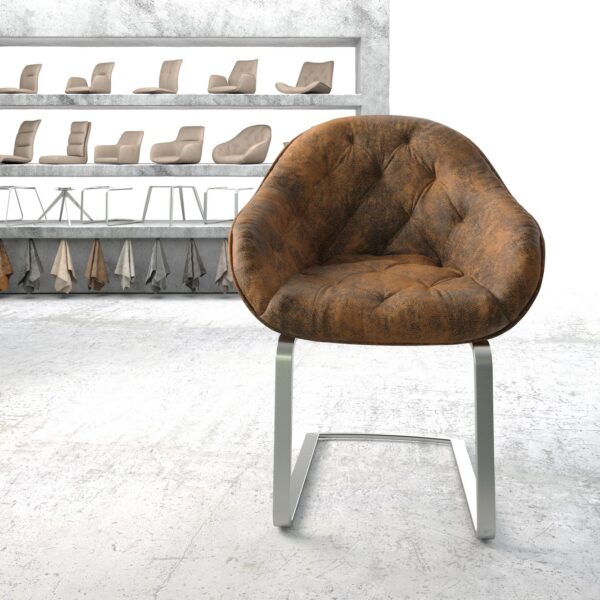 Křeslo Gaio-Flex Hnědá Vintage Cantilever Flat Nerezová Ocel