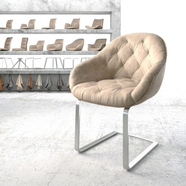 Křeslo Gaio-Flex Béžová Vintage Cantilever Flat z nerezové oceli