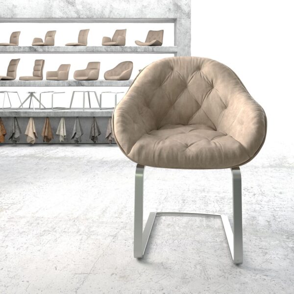 Křeslo Gaio-Flex Béžová Vintage Cantilever Flat z nerezové oceli