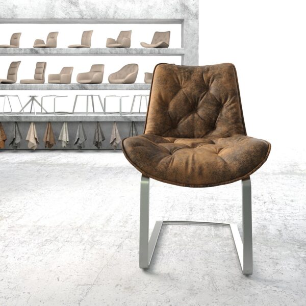 Jídelní židle Taimi-Flex Hnědá Vintage Cantilever Flat Nerezová Ocel