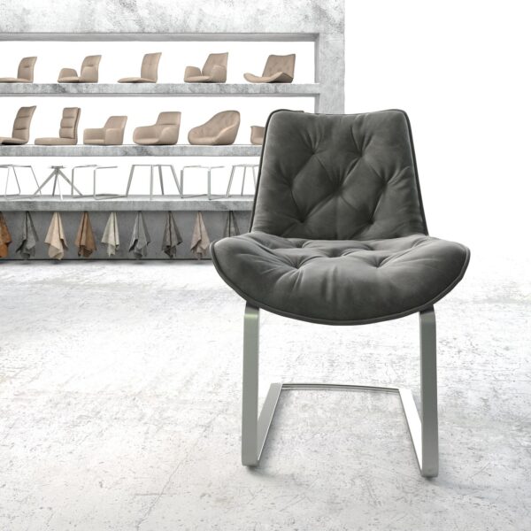 Jídelní židle Taimi-Flex Šedá Samet Cantilever Flat Nerezová Ocel