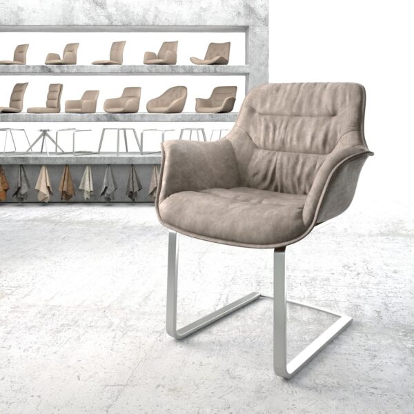 Křeslo Kaira-Flex Taupe Vintage Cantilever Flat Nerezová Ocel