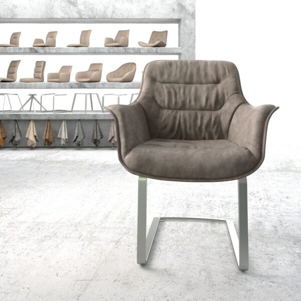 Křeslo Kaira-Flex Taupe Vintage Cantilever Flat Nerezová Ocel