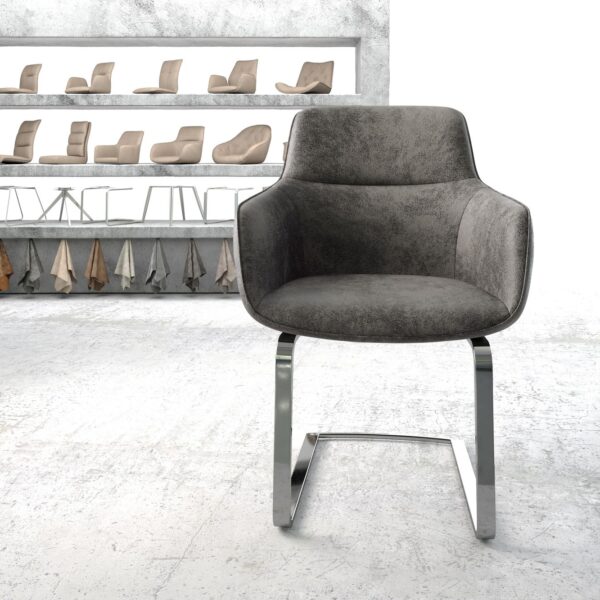 Jídelní židle Pejo-Flex Šedá Vintage Cantilever Flat Chrome-plated