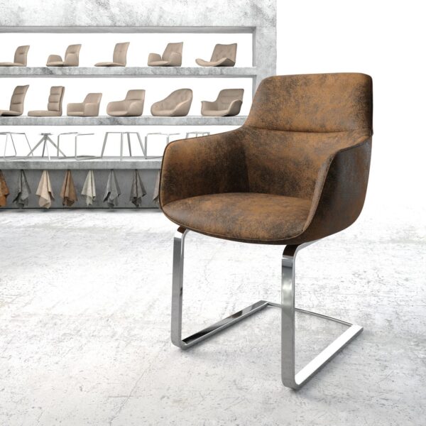 Jídelní židle Pejo-Flex Hnědá Vintage Cantilever Flat Chrome Plated