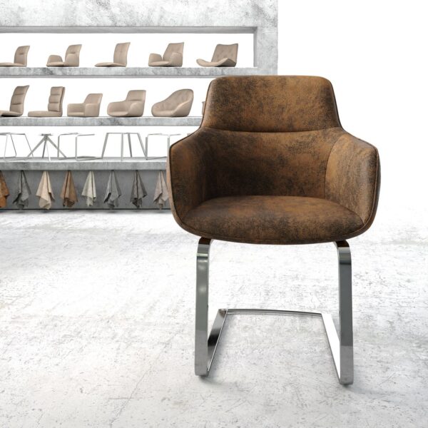 Jídelní židle Pejo-Flex Hnědá Vintage Cantilever Flat Chrome Plated